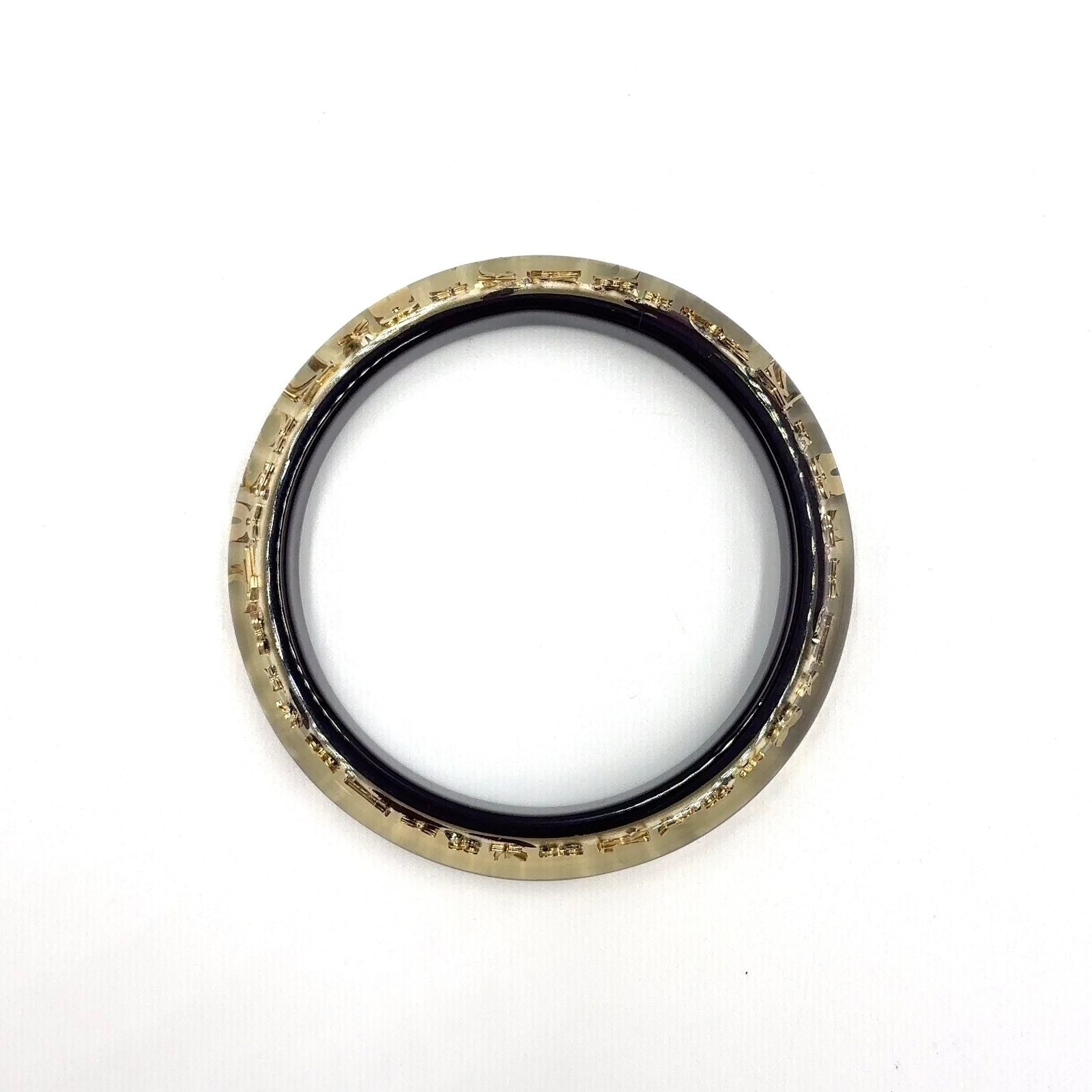 Louis Vuitton Bracelet Ankle John Color Stone Resin Clear Gold Black Bangle — view 3