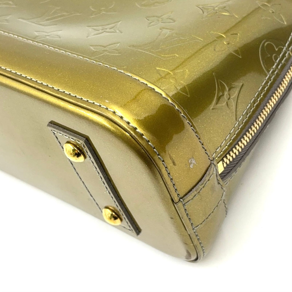 Louis Vuitton Alma BB Monogram Vernis Enamel Leather Green Handbag Gold — view 7