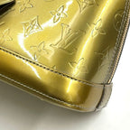 Louis Vuitton Alma BB Monogram Vernis Enamel Leather Green Handbag Gold — view 9