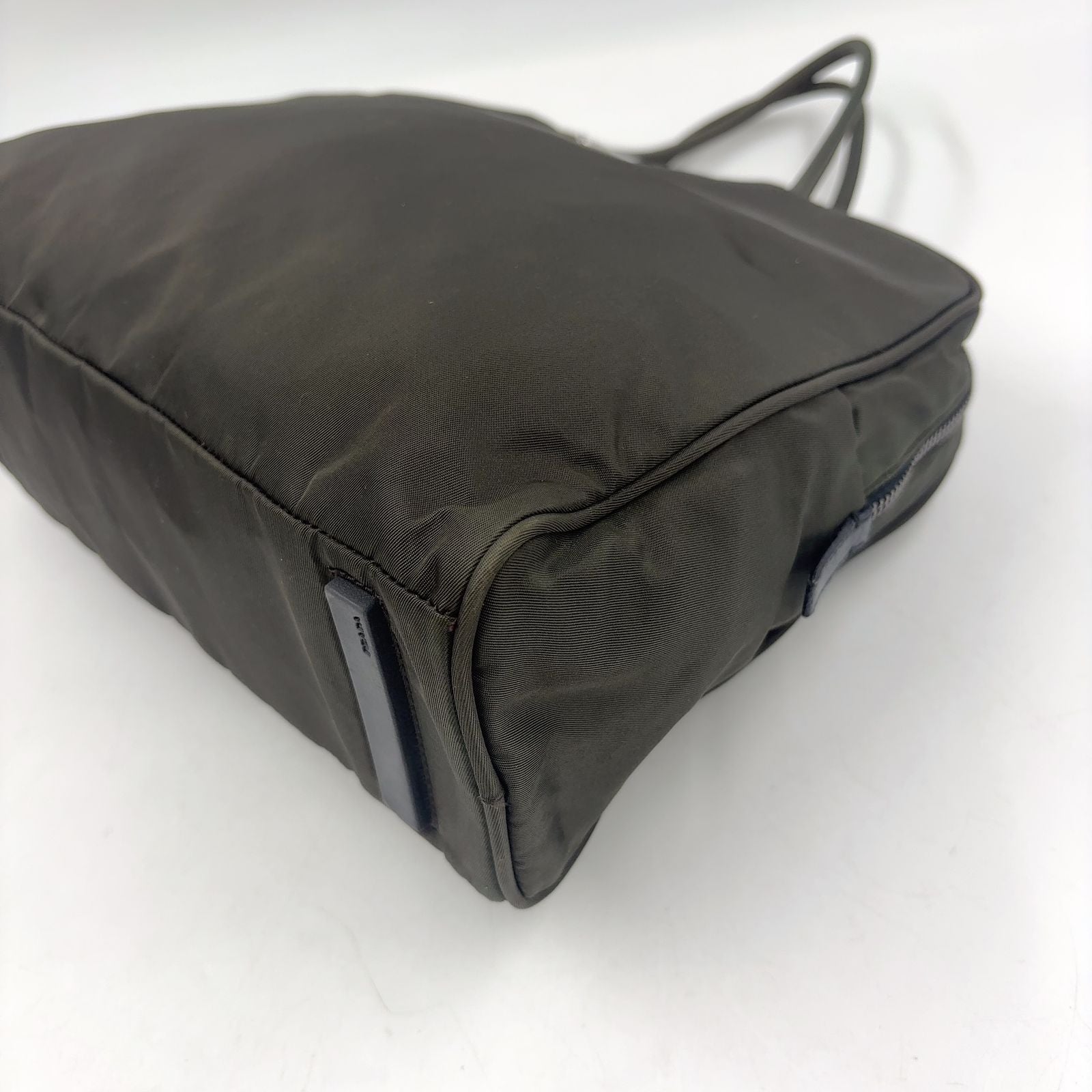 Prada Nylon Khaki Green Handbag Silver — view 8
