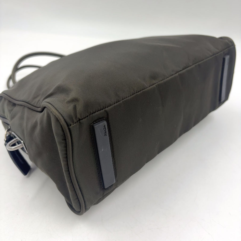 Prada Nylon Khaki Green Handbag Silver — view 7
