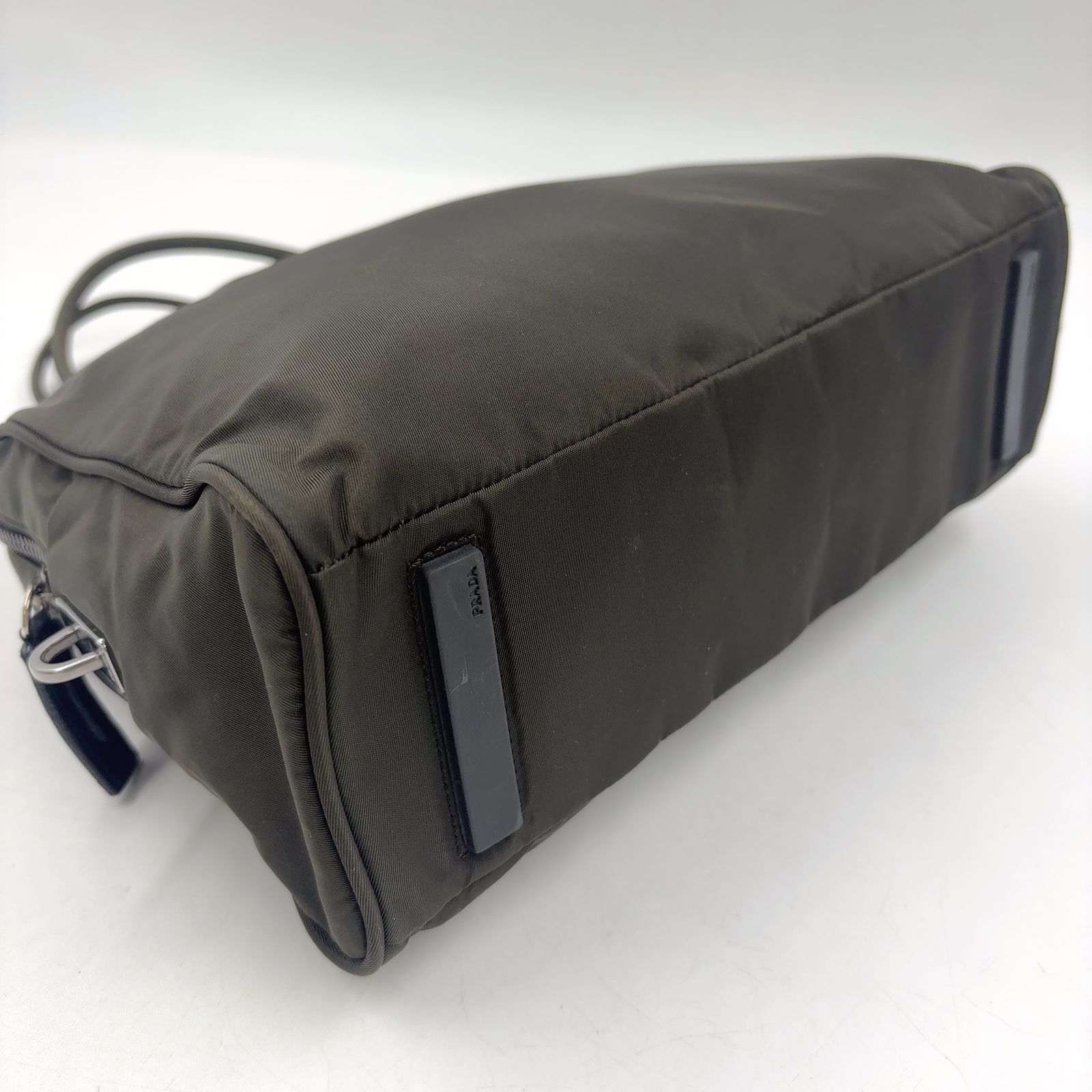 Prada Nylon Khaki Green Handbag Silver — view 7