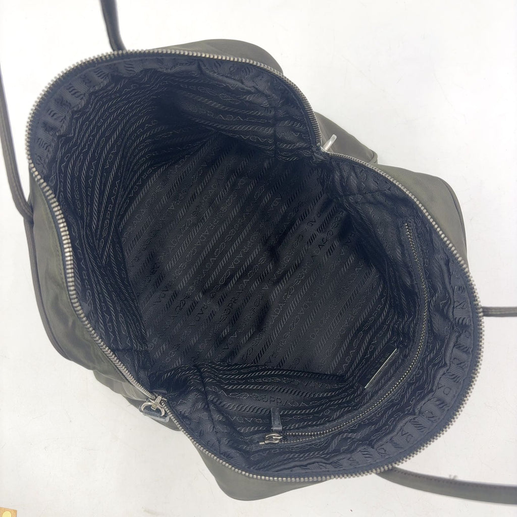 Prada Nylon Khaki Green Handbag Silver — view 3