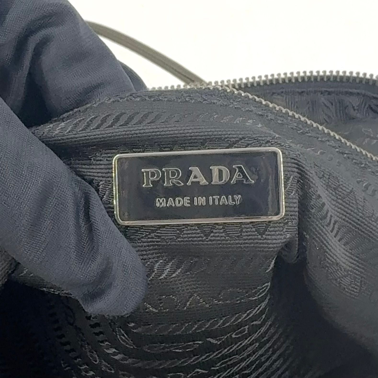 Prada Nylon Khaki Green Handbag Silver — view 4