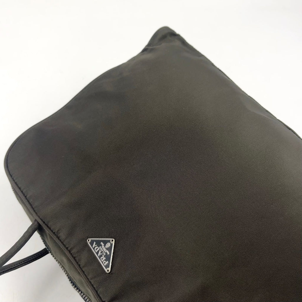 Prada Nylon Khaki Green Handbag Silver — view 9
