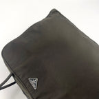 Prada Nylon Khaki Green Handbag Silver — view 9