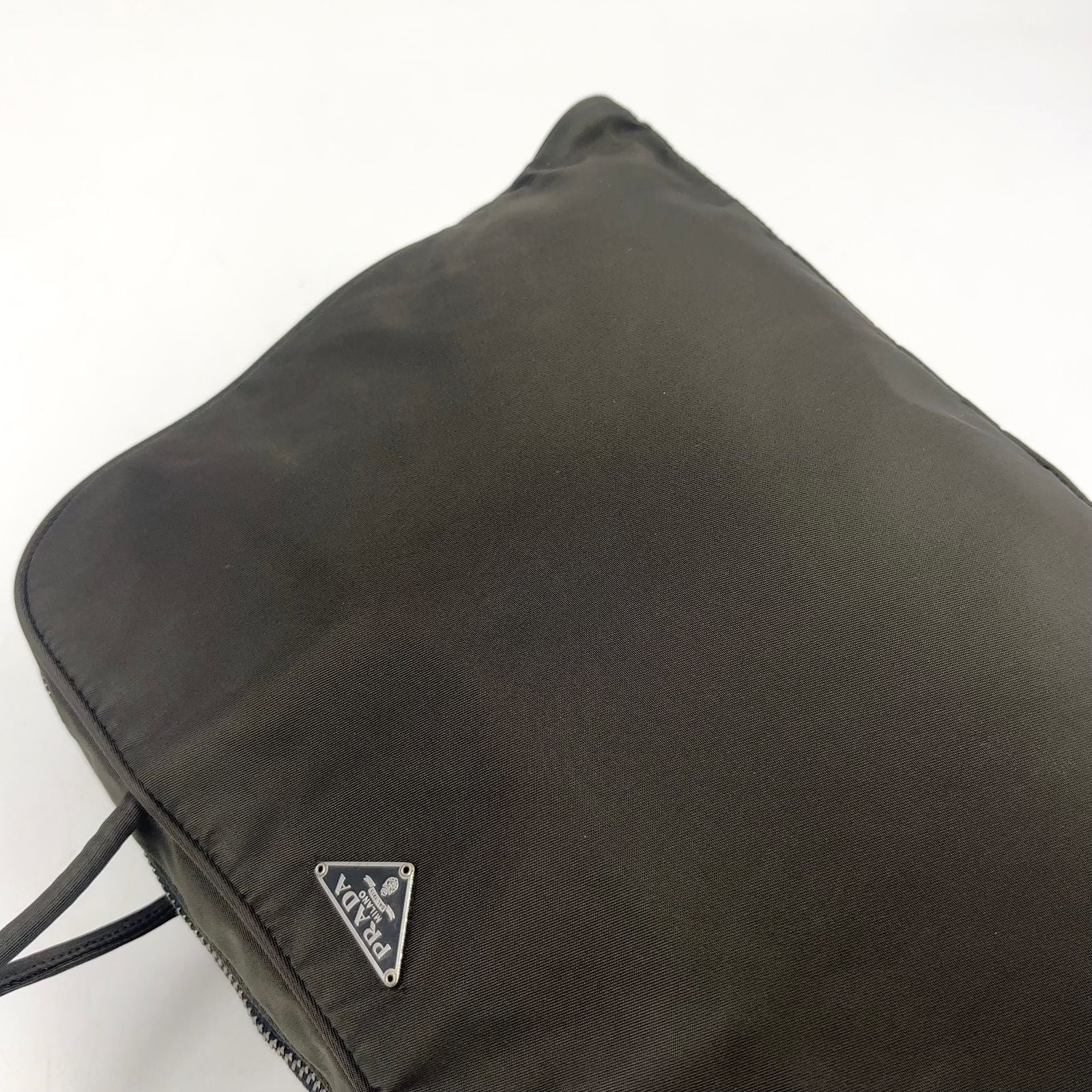Prada Nylon Khaki Green Handbag Silver — view 9