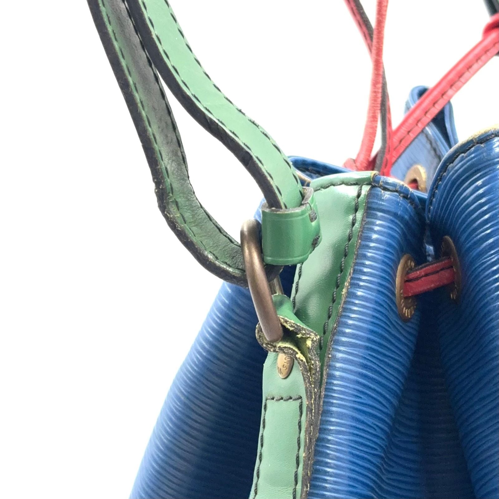 Louis Vuitton Noe Epi Tricolor Leather Green Blue Red Shoulder Bag Gold — view 8