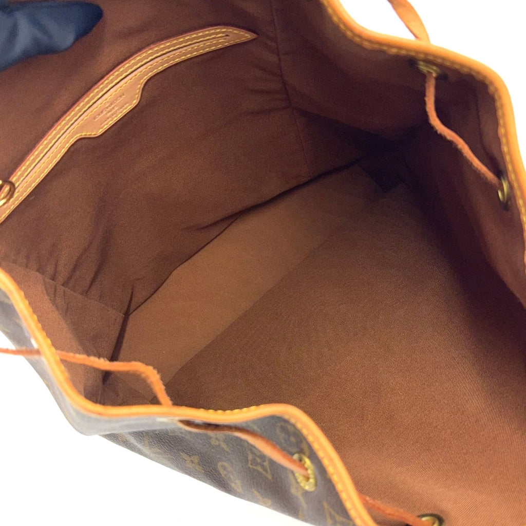 Louis Vuitton Montsouris GM Monogram Leather Brown Light Backpack Gold — view 3