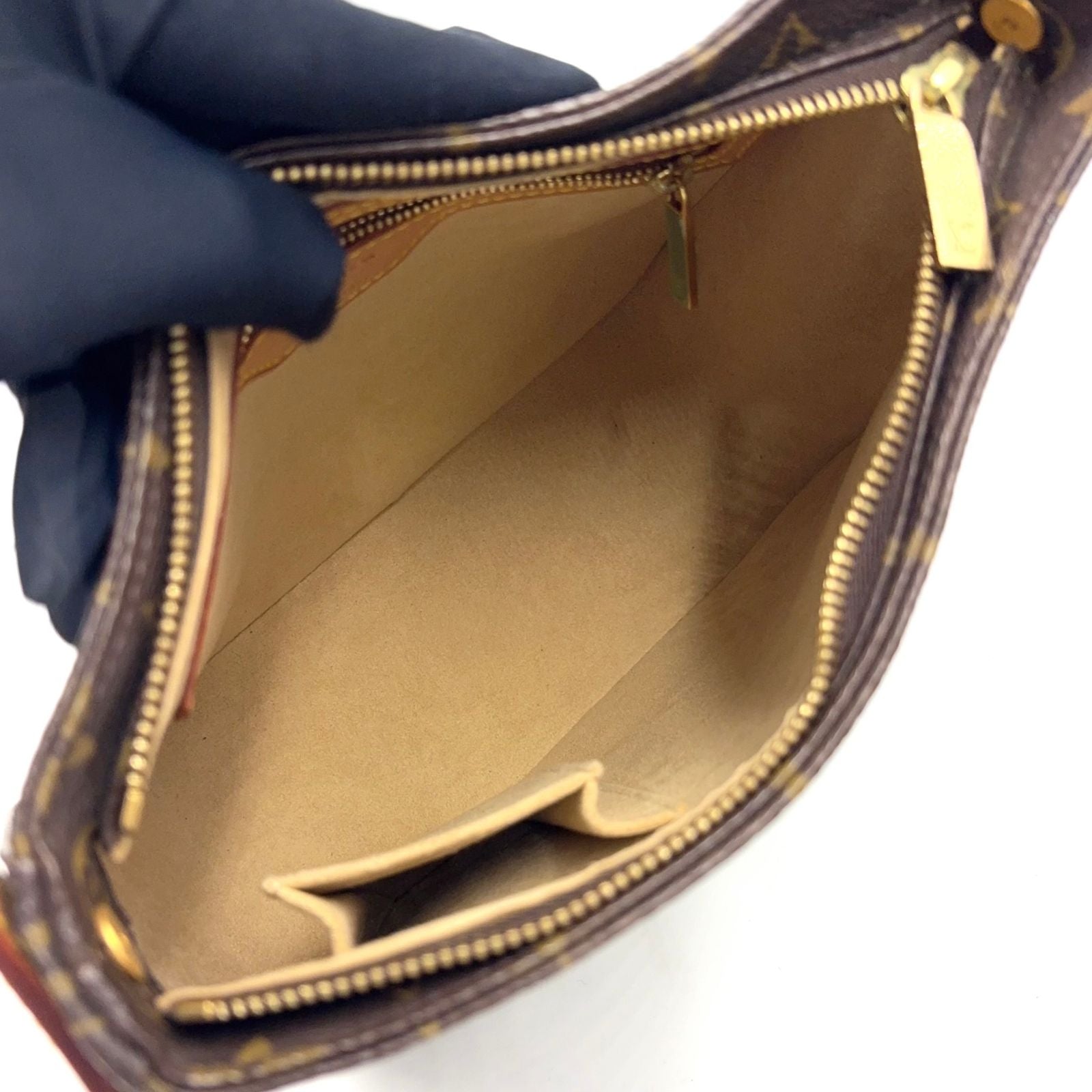 Louis Vuitton Looping Monogram Leather Brown Light Handbag Gold — view 3