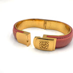Loewe Anagram Logo Leather Gold Plated Pink Bangle Bracelet — view 8