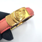 Loewe Anagram Logo Leather Gold Plated Pink Bangle Bracelet — view 9