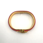 Loewe Anagram Logo Leather Gold Plated Pink Bangle Bracelet — view 3