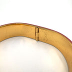 Loewe Anagram Logo Leather Gold Plated Pink Bangle Bracelet — view 5