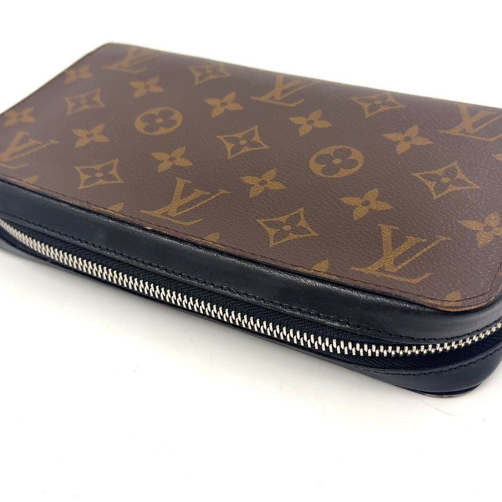Louis Vuitton Zippy XL Monogram Macassar Leather Brown Black Zip Around Wallet — view 5
