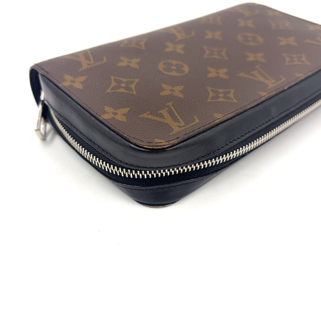 Louis Vuitton Zippy XL Monogram Macassar Leather Brown Black Zip Around Wallet — view 6