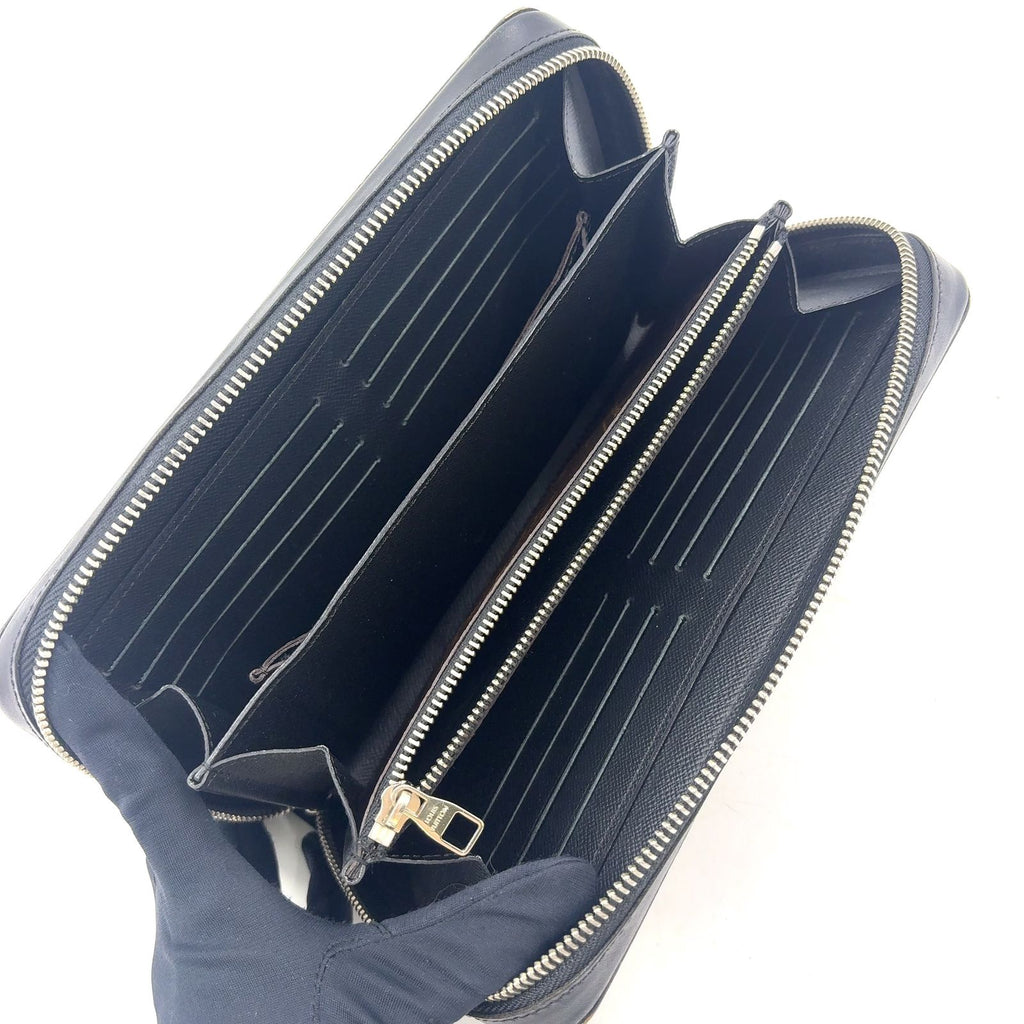 Louis Vuitton Zippy XL Monogram Macassar Leather Brown Black Zip Around Wallet — view 3