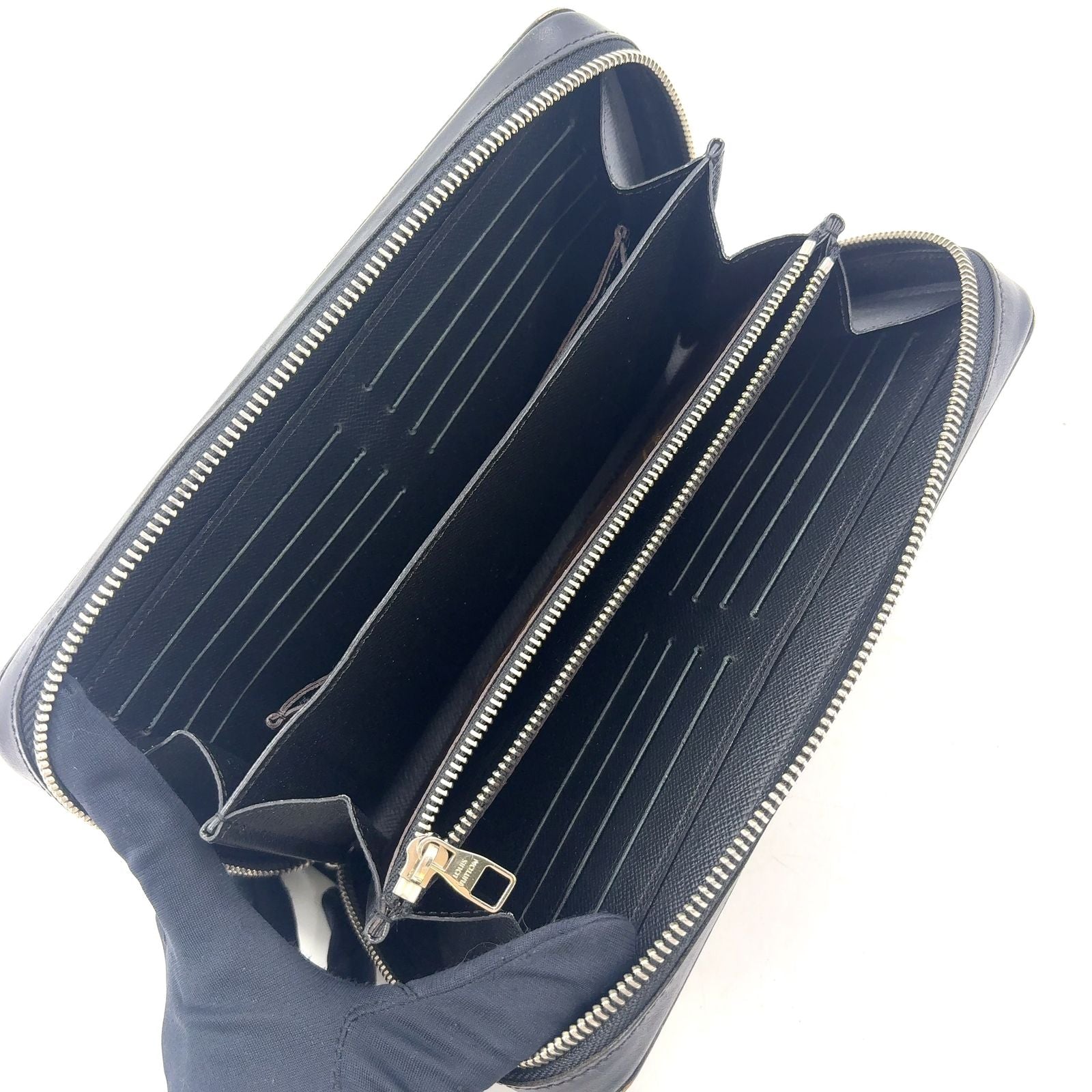 Louis Vuitton Zippy XL Monogram Macassar Leather Brown Black Zip Around Wallet — view 3