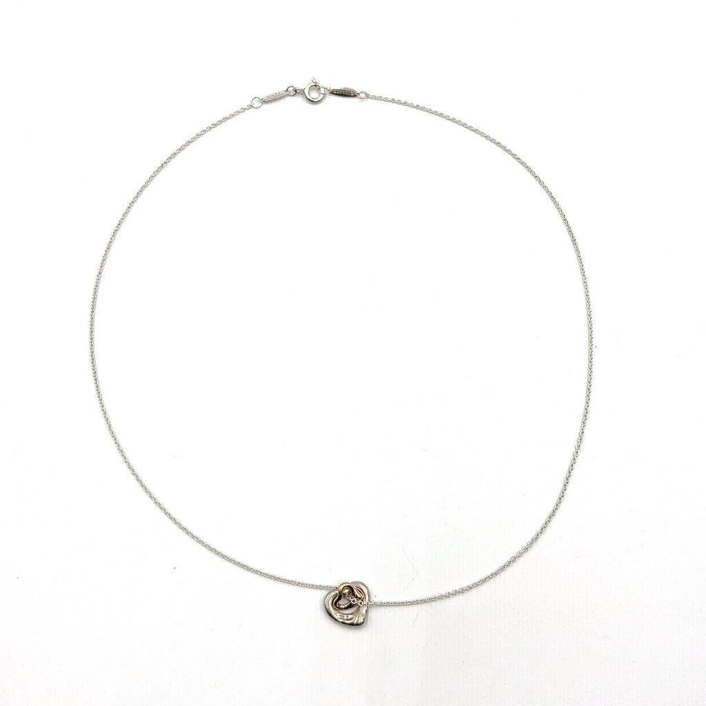 Tiffany & Co Double Open Heart Silver Pink Gold Necklace — view 3