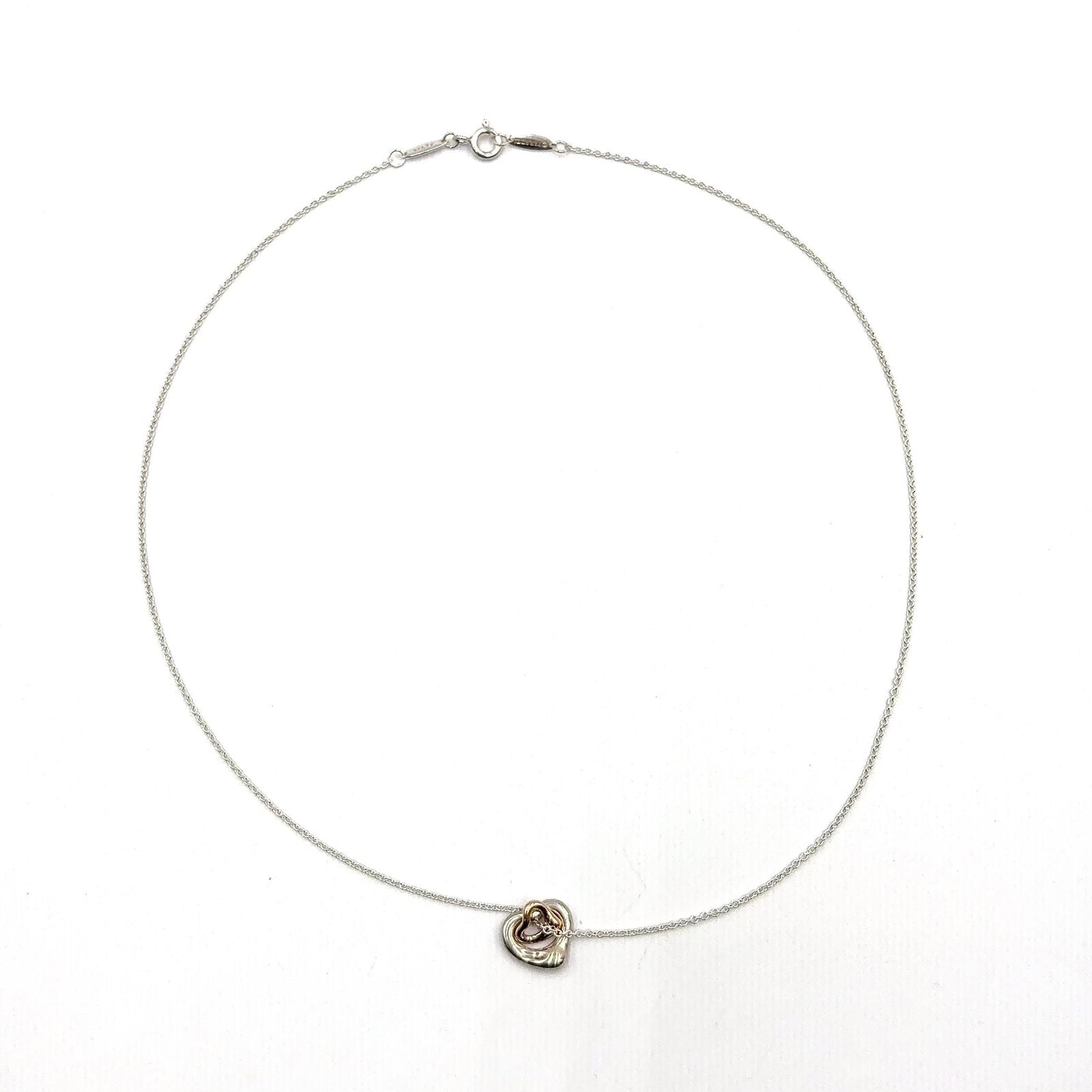 Tiffany & Co Double Open Heart Silver Pink Gold Necklace — view 3