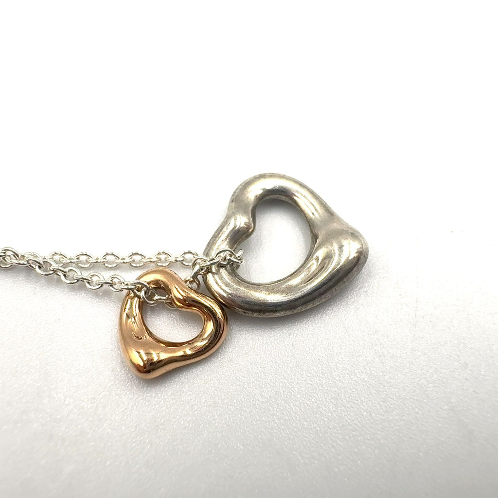 Tiffany & Co Double Open Heart Silver Pink Gold Necklace — view 9