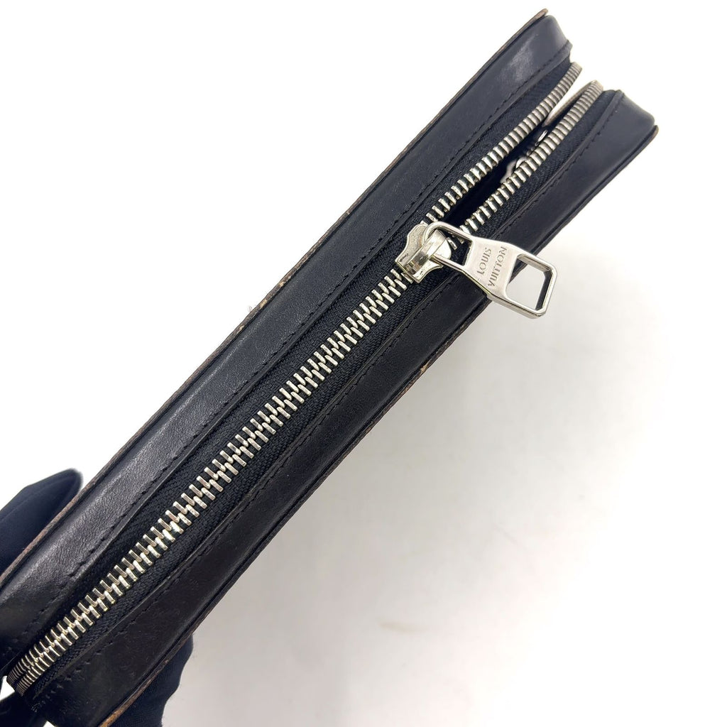Louis Vuitton Zippy XL Monogram Macassar Leather Brown Black Zip Around Wallet — view 8