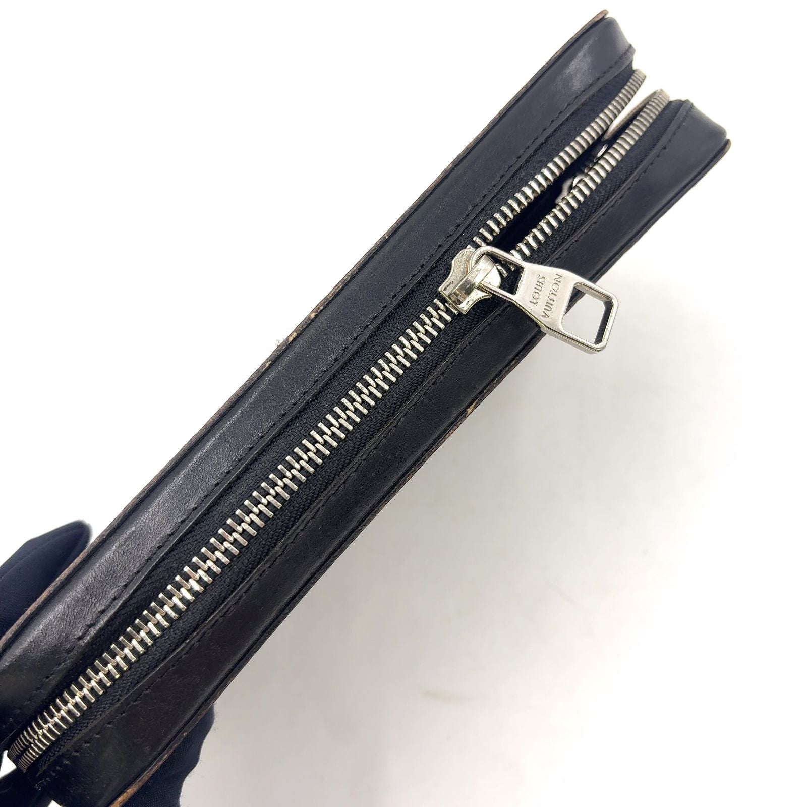 Louis Vuitton Zippy XL Monogram Macassar Leather Brown Black Zip Around Wallet — view 8