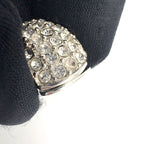 Dior Rhinestone Half Hoop Metal Color Stone Clear Silver Earrings — view 9
