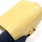 Celine Small Flap Triomphe Leather Light Yellow Trifold Wallet Gold — view 7