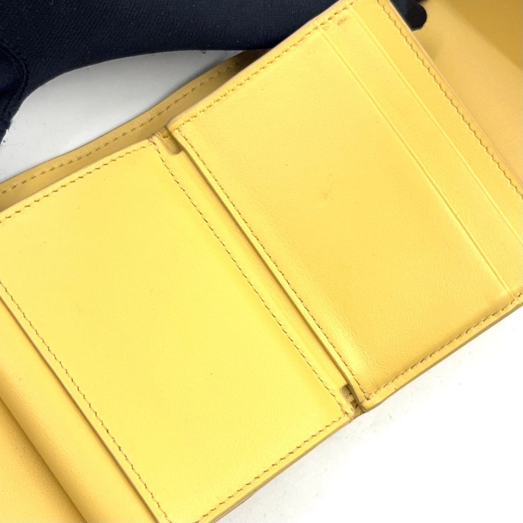 Celine Small Flap Triomphe Leather Light Yellow Trifold Wallet Gold — view 9