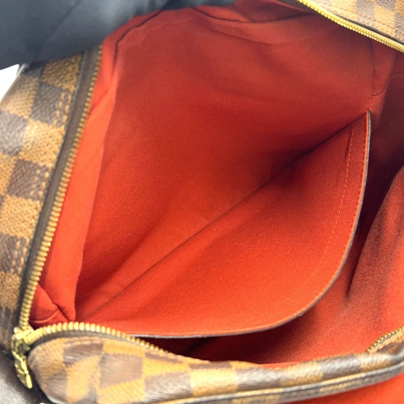 Louis Vuitton Naviglio Damier Ebene Leather Brown Shoulder Bag Gold — view 7