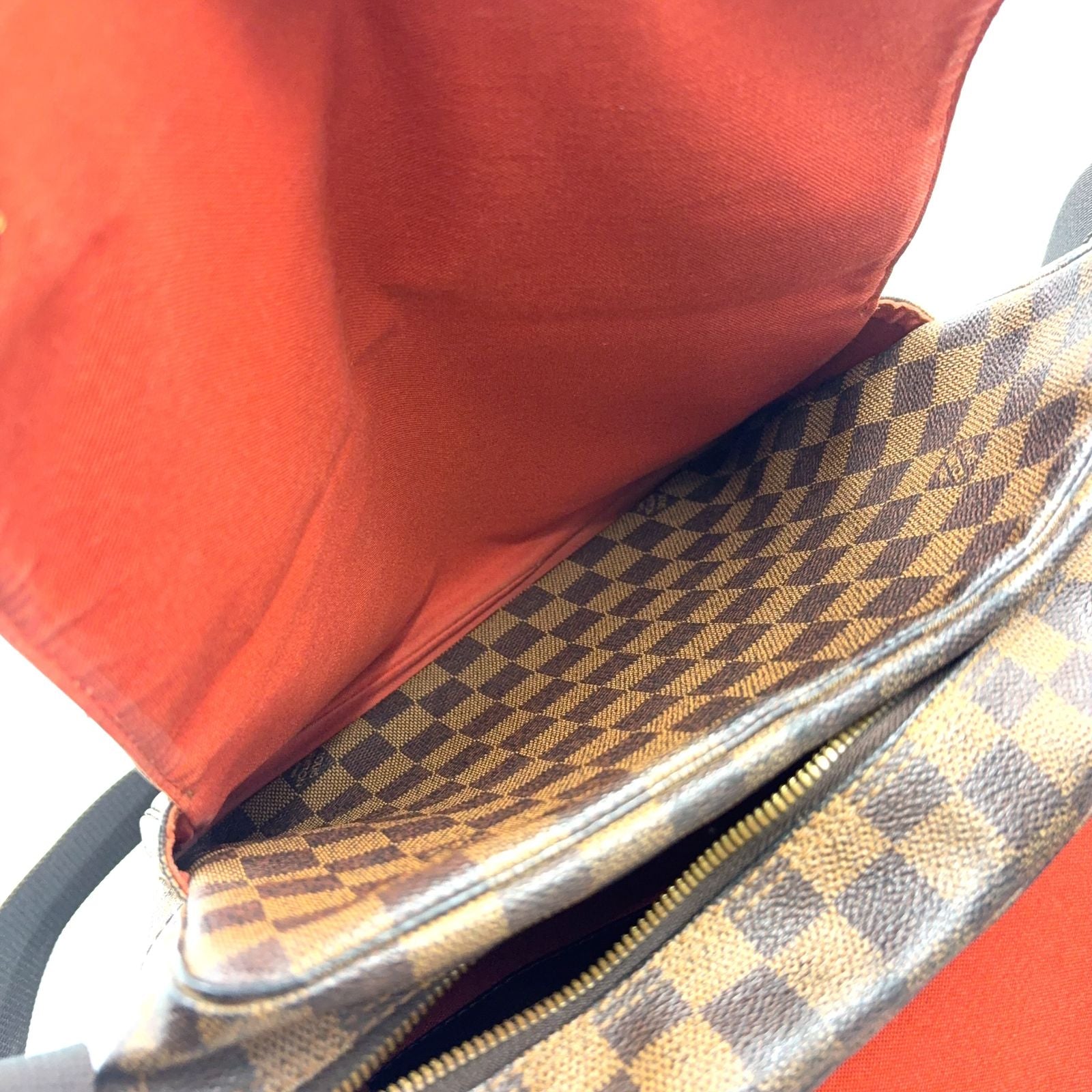 Louis Vuitton Naviglio Damier Ebene Leather Brown Shoulder Bag Gold — view 8