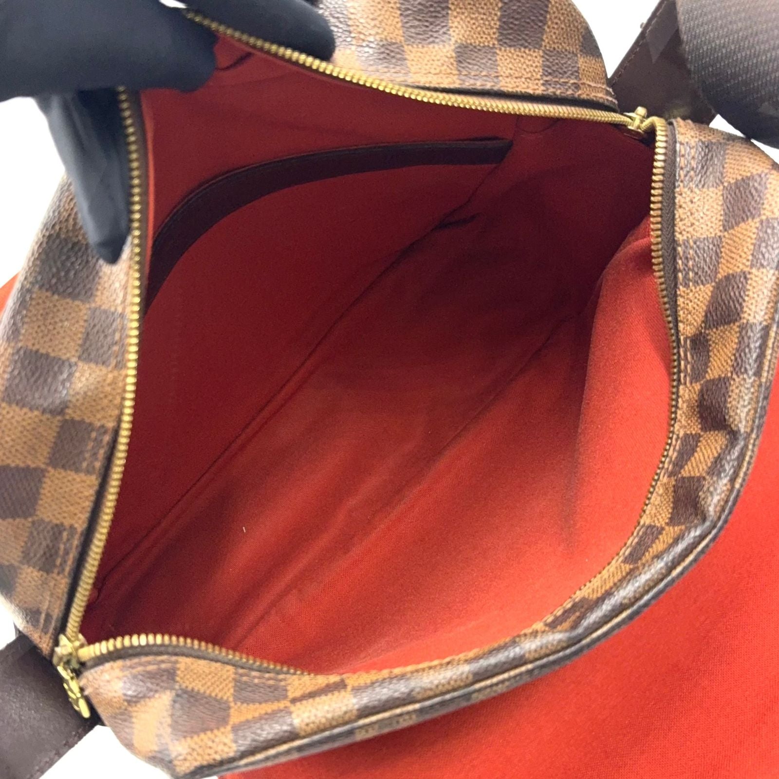 Louis Vuitton Naviglio Damier Ebene Leather Brown Shoulder Bag Gold — view 3