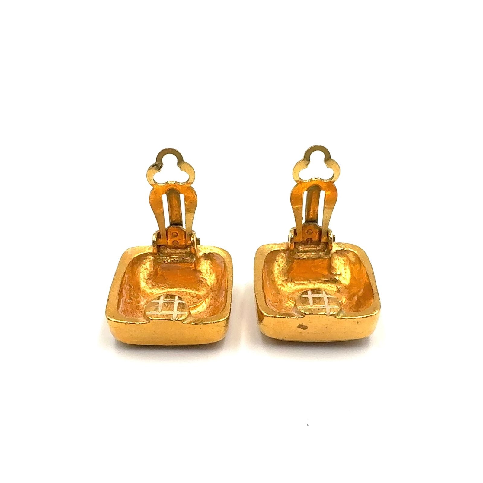 Chanel CC Logo Square Vintage Gold Plated Earrings — view 5