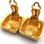 Chanel CC Logo Square Vintage Gold Plated Earrings — view 7
