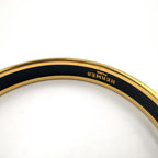 Hermes Enamel PM Marine Pattern Motif Gold Black Bangle Bracelet — view 5