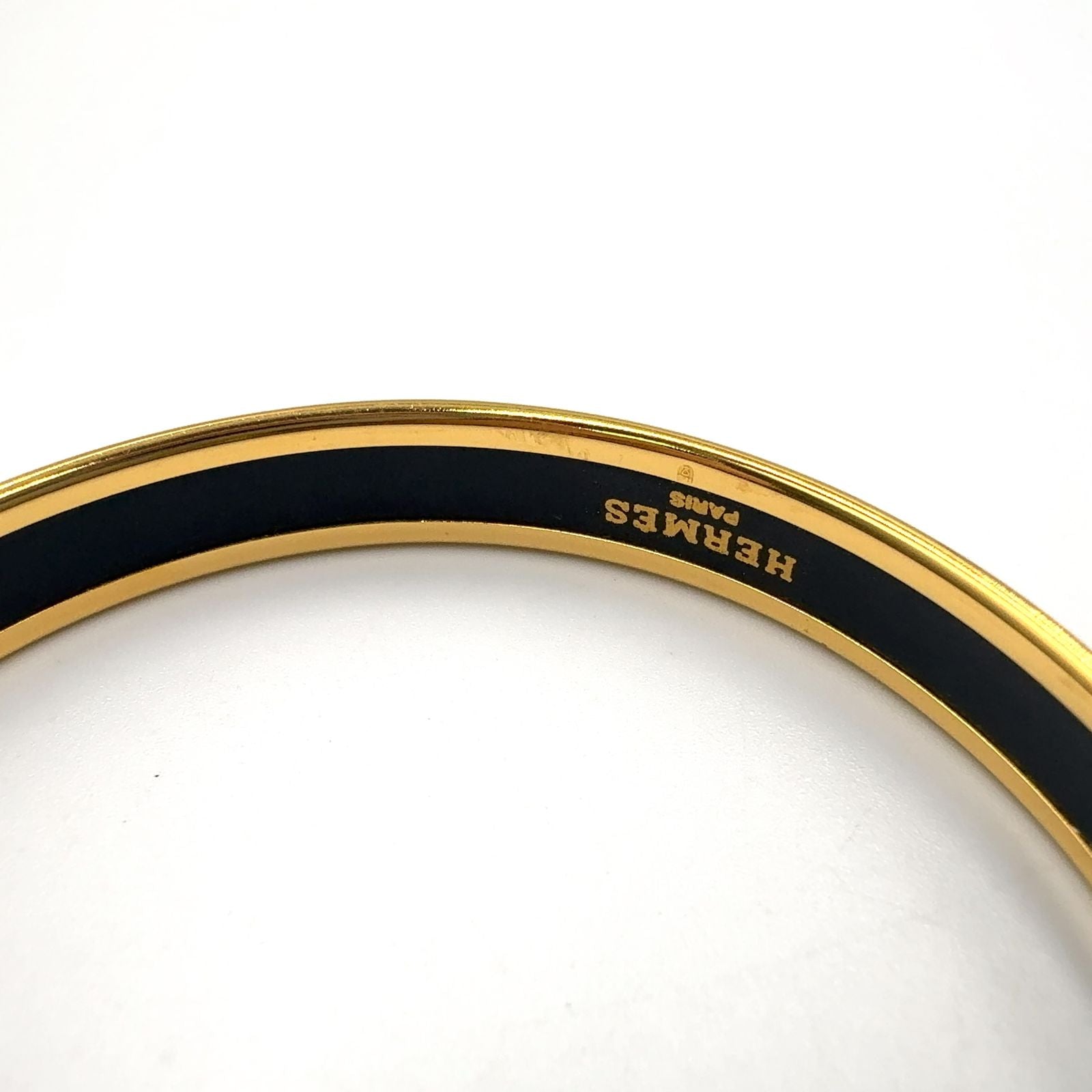 Hermes Enamel PM Marine Pattern Motif Gold Black Bangle Bracelet — view 5