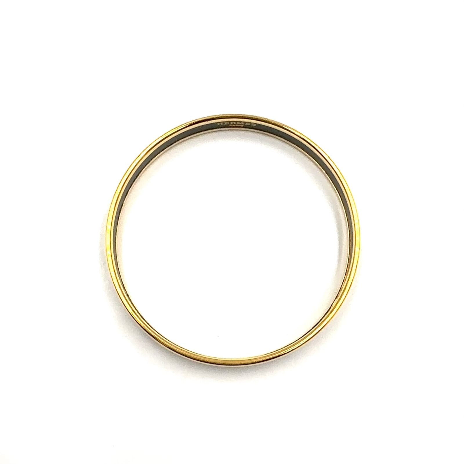 Hermes Enamel PM Marine Pattern Motif Gold Black Bangle Bracelet — view 3