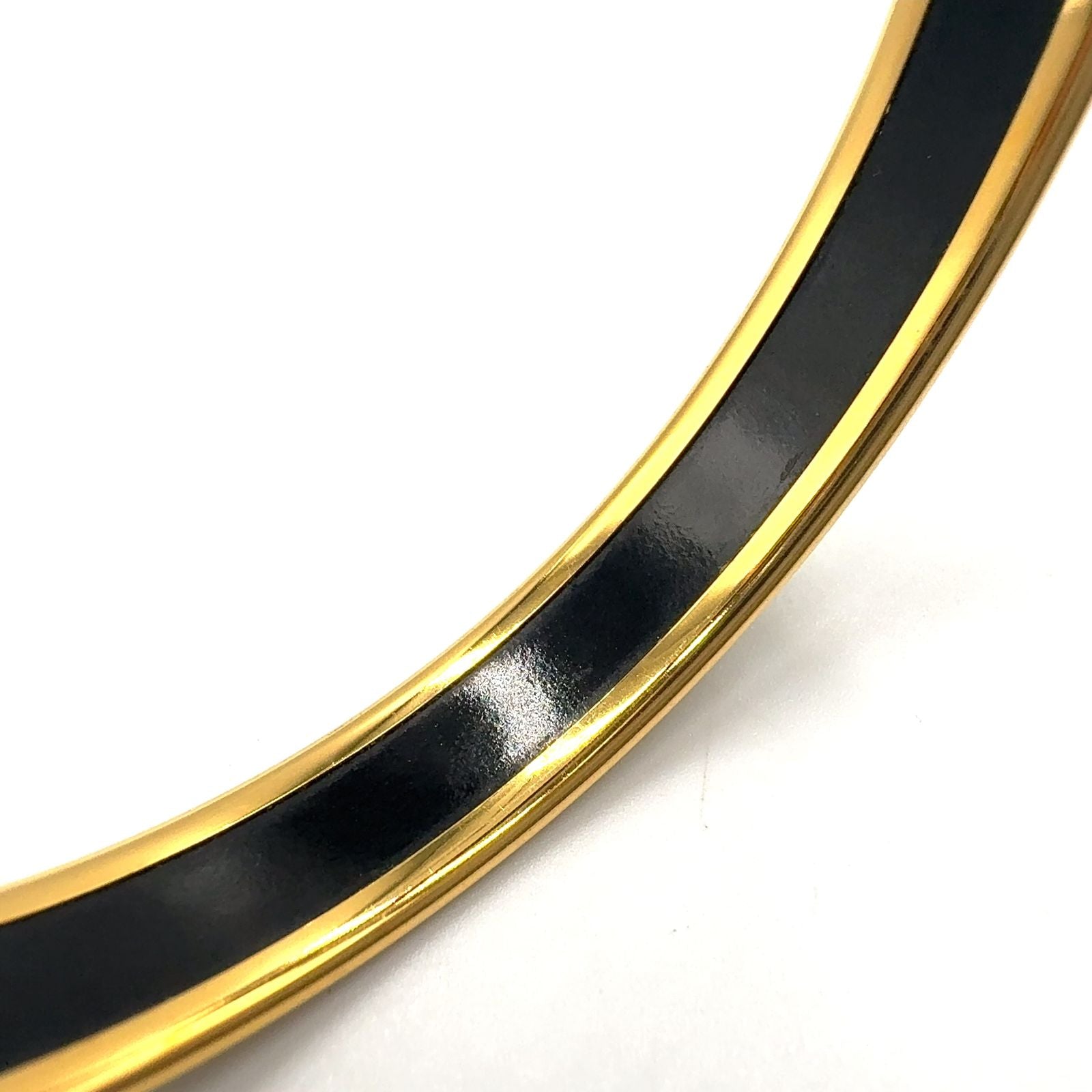 Hermes Enamel PM Marine Pattern Motif Gold Black Bangle Bracelet — view 7