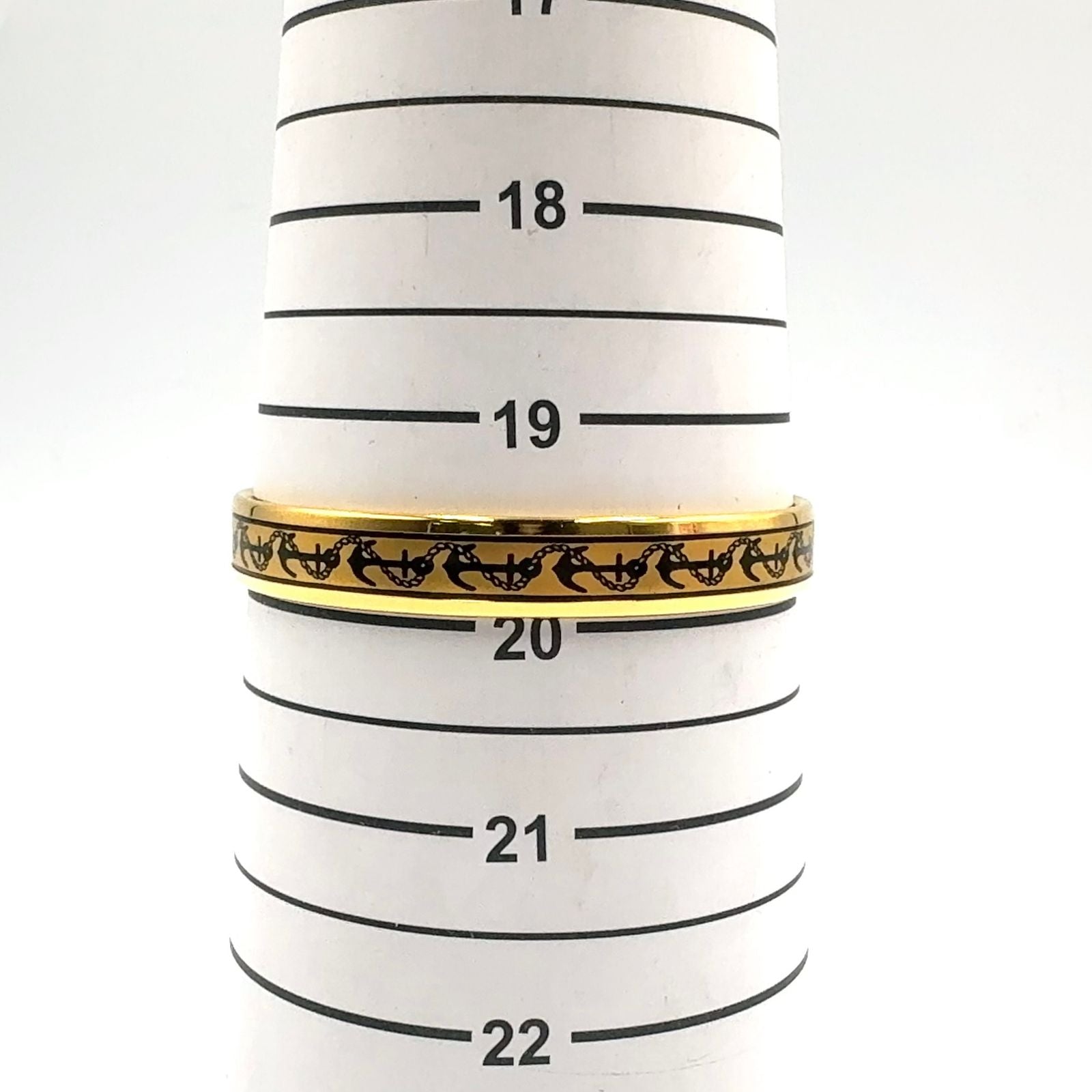 Hermes Enamel PM Marine Pattern Motif Gold Black Bangle Bracelet — view 8