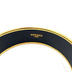 Hermes Enamel GM Horse Motif Gold Black Bangle Bracelet — view 4