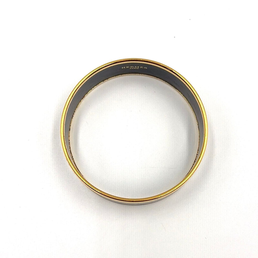 Hermes Enamel GM Horse Motif Gold Black Bangle Bracelet — view 3