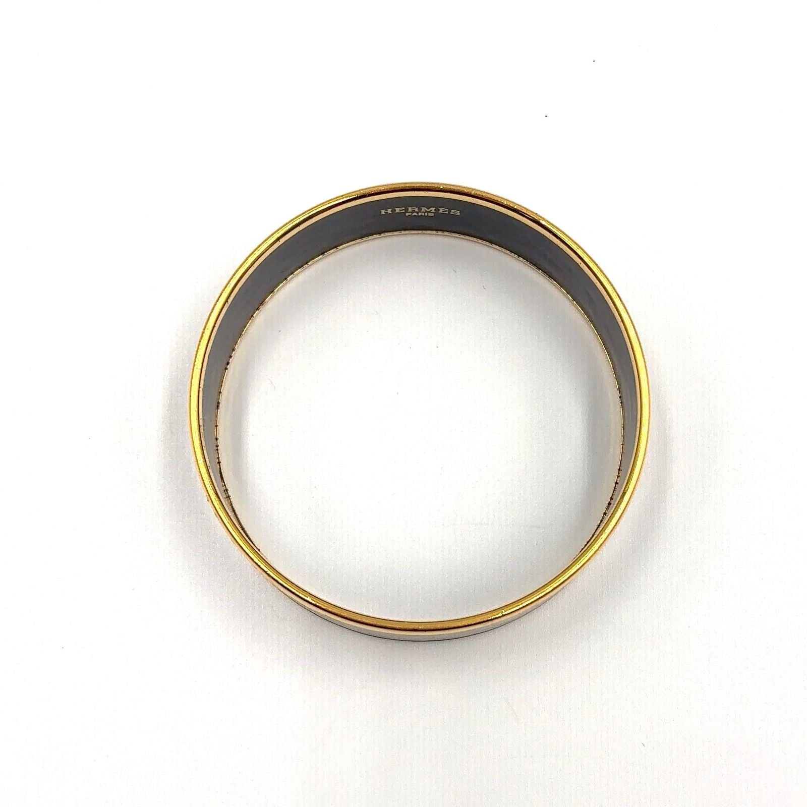 Hermes Enamel GM Horse Motif Gold Black Bangle Bracelet — view 3