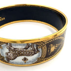 Hermes Enamel GM Horse Motif Gold Black Bangle Bracelet — view 7