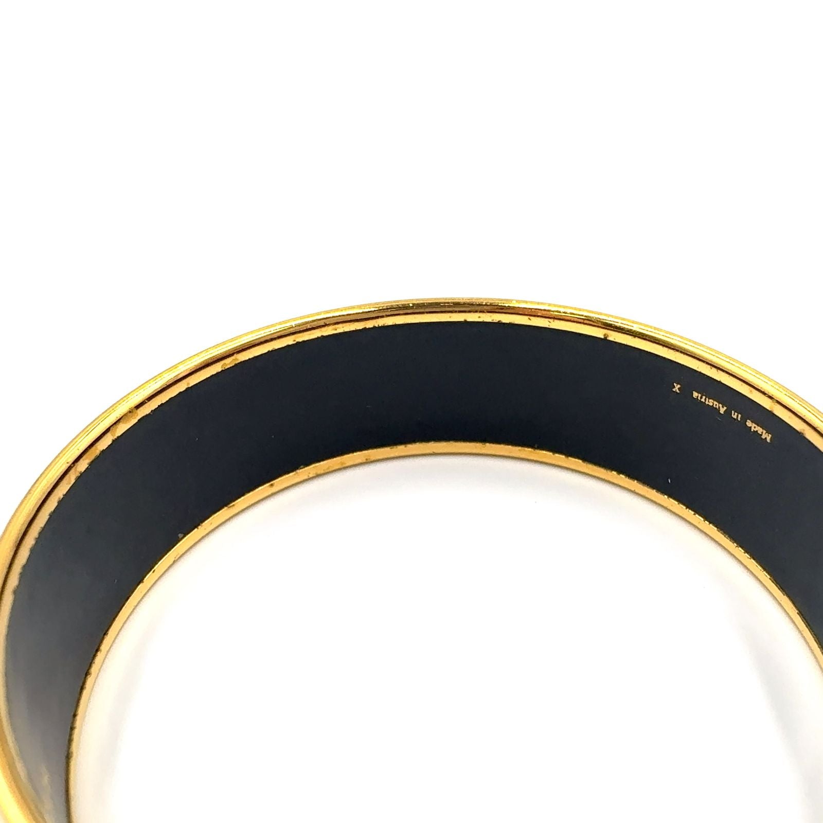 Hermes Enamel GM Horse Motif Gold Black Bangle Bracelet — view 5