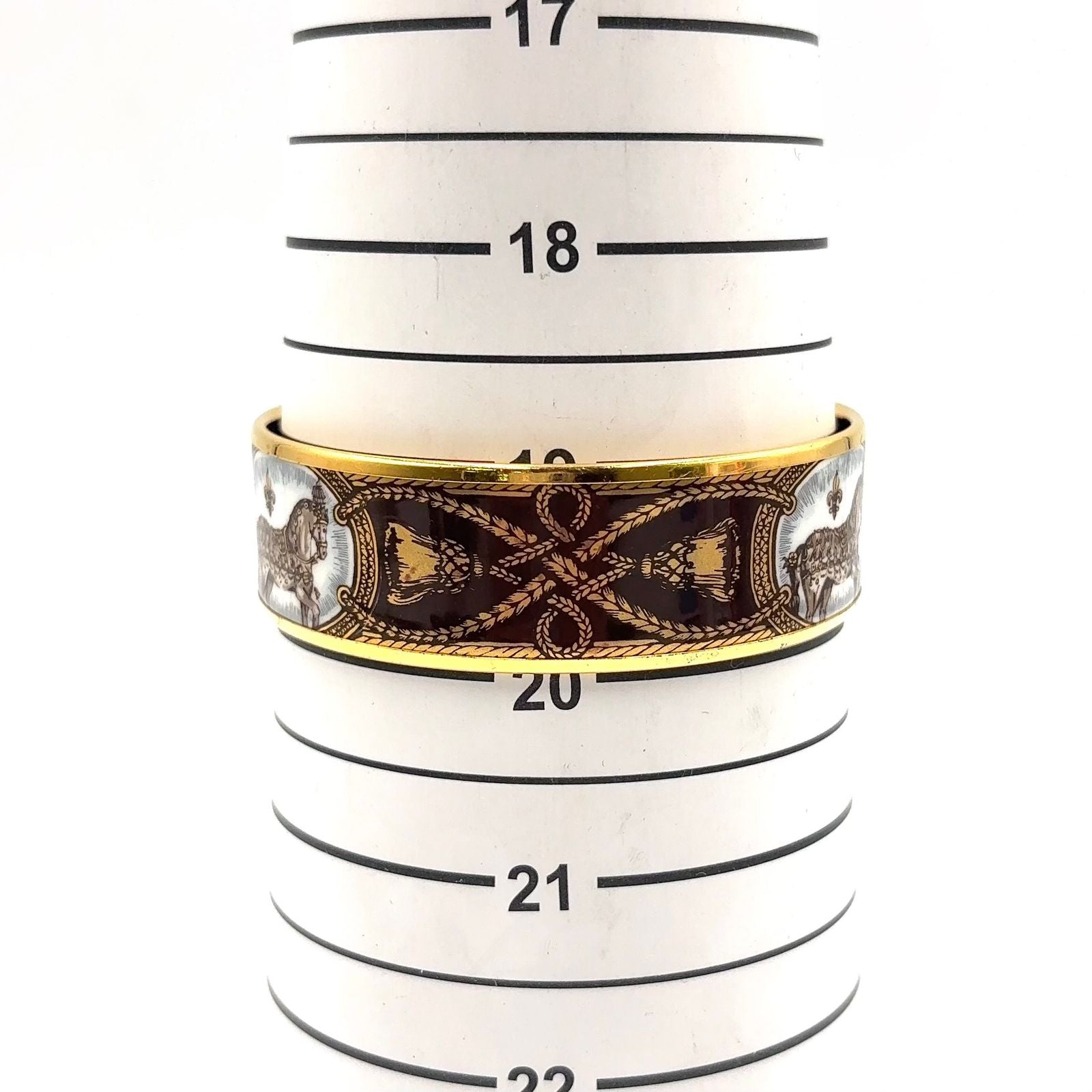 Hermes Enamel GM Horse Motif Gold Black Bangle Bracelet — view 8