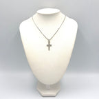 Dior D Logo Cross Motif Metal Silver Necklace — view 9