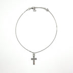 Dior D Logo Cross Motif Metal Silver Necklace — view 3