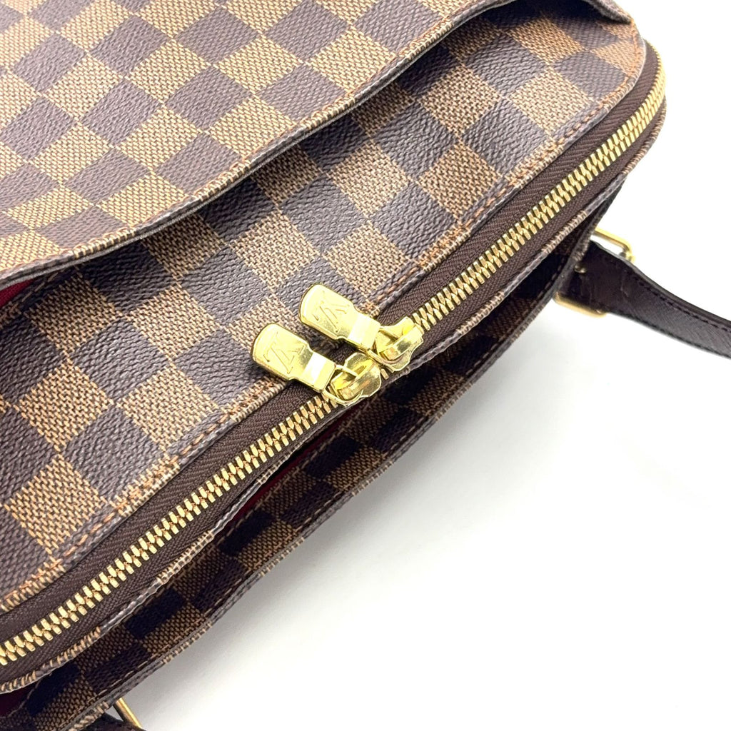 Louis Vuitton Belem Damier Ebene Leather Brown Shoulder Bag Gold — view 8