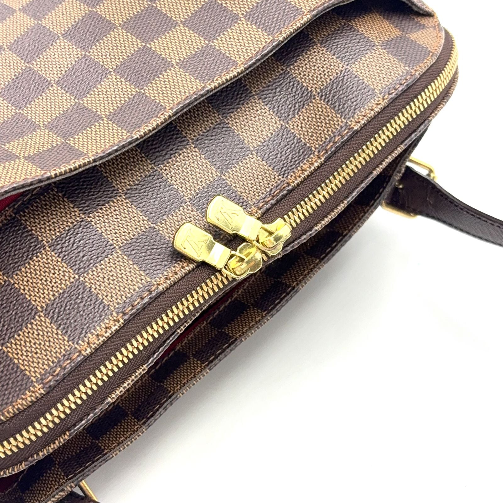 Louis Vuitton Belem Damier Ebene Leather Brown Shoulder Bag Gold — view 8
